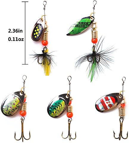 KINGFOREST 10-12-20pcs Fishing Lures Spinnerbait for Bass Trout Salmon Walleye Hard Metal Spinner Baits Kit with Tackle Box - Image 6