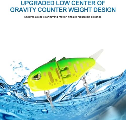 Popper Top Water Fishing Lure: Whopper Fishing Lures with Floating Rotating Tail Barb Treble Hooks Saltwater Freshwater for Bass - Image 5