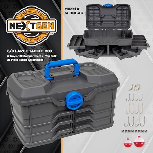 Flambeau Outdoors NextGen 6/0 Tackle Box, 6 Trays, 25-Piece Kit, Dark Gray - Image 2