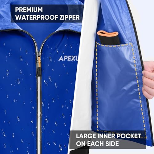 APEXUP Packable Rain Jacket Men Waterproof Lightweight Raincoat with Hood - Image 4