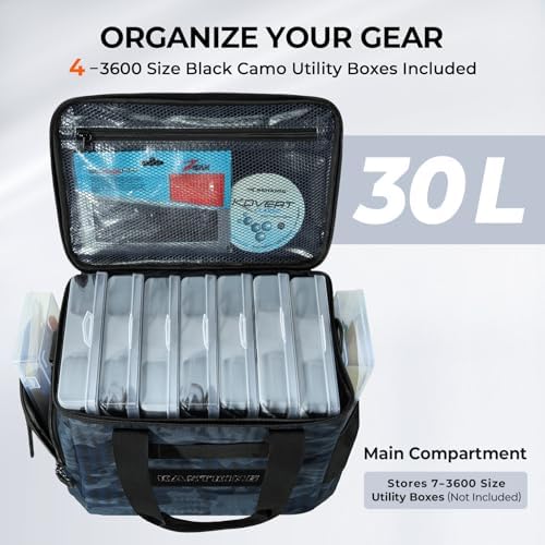 KastKing BaitSpace Tackle Bag with Removable Bait Binder, 4 Tackle Boxes - Image 3