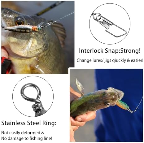 Barrel Swivel Snaps,50/100pcs Fishing Swivel Safety Snaps Stainless Steel Copper Swivel Fishing Multiple Size Black/Gold Fishing Swivel Snaps for Saltwater Freshwater - Image 4