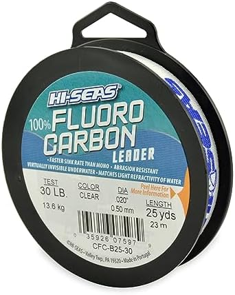 HI-SEAS 100% FLUOROCARBON Fishing LINE Leader - Clear Invisible Leader UNDETECTABLE to Fish, Fast Sinking 6LB-400LB by Hi-Seas
