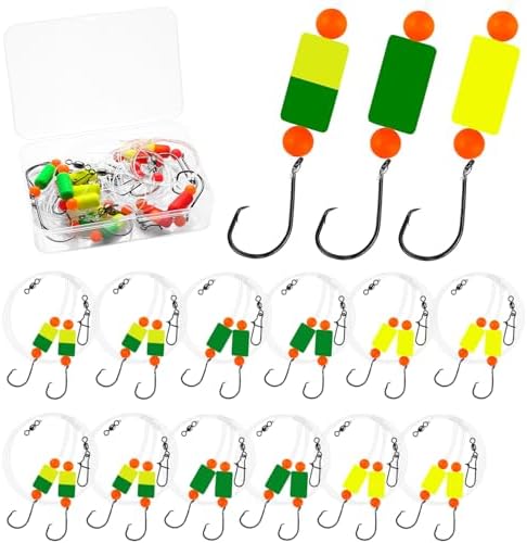 Pompano Rig Saltwater Surf Fishing Rigs – Double Drop Leader Rigs with Hooks, Floats, Beads & Snap – Easy Pre-Tied Terminal Tackle for Pompano, Whiting, Redfish by VipfishFishing