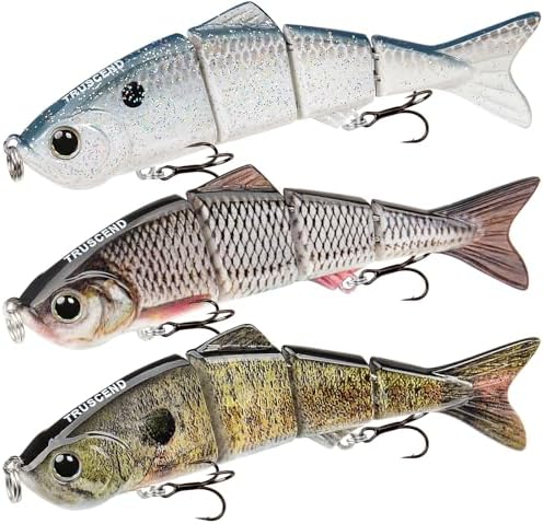 TRUSCEND Swimmax Easy Catch Fishing Lures with BKK Hooks, Wiggling, Vibrating, Rattling and Gurgling for More Bites, Heavy-Duty Dyneema Fiber Jointed Swimbaits for Bass, Trout, Crappie, Walleye, Pike by TRUSCEND