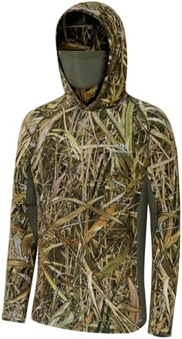 BASSDASH Men's UPF 50+ Camo Long Sleeve Hunting Fishing Hoodie Shirt by Bassdash