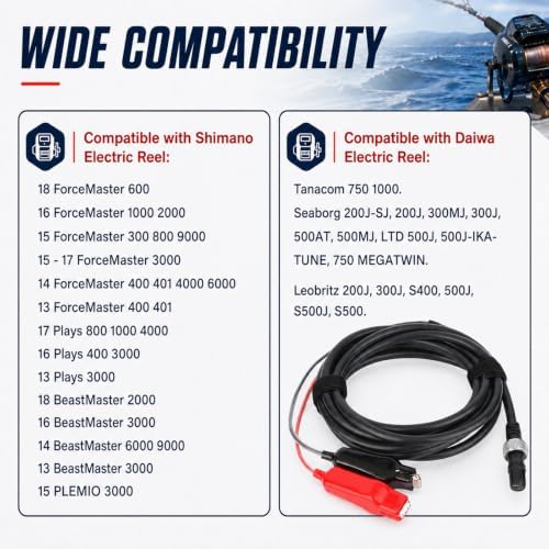 10Ft Electric Fishing Reel Power Cable Fits Daiwa Shimano 2-Pin - Image 7