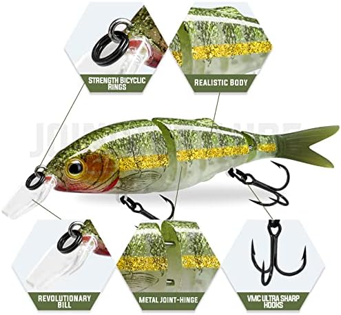 TRUSCEND Swimmax Easy Catch Fishing Lures with BKK Hooks, Wiggling, Vibrating, Rattling and Gurgling for More Bite, Heavy-Duty Dyneema Fiber Jointed Swimbaits for Bass, Trout, Walleye, Crappie, Pike - Image 3