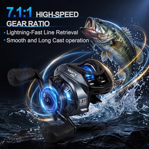 Baitcasting Reel with Digital Control, 7.1:1 Gear Ratio, 6+1 BB - Image 6