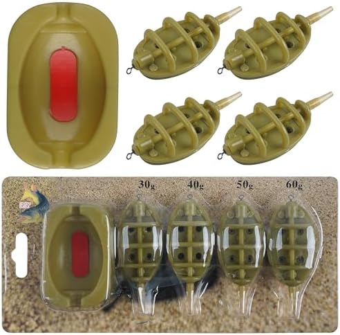Carp Fishing Method Feeder Set, 4 Inline Method Feeders with 1 Quick Release Mould Carp Fishing Feeder Carp Fishing Equipment for Coarse Fishing & Efficient Baiting Tool Accessories by OROOTL