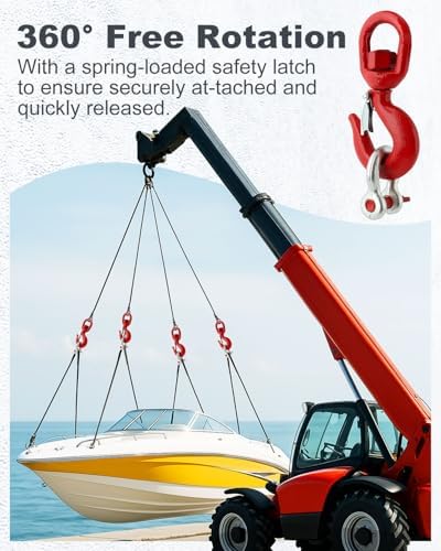 1 Ton Swivel Lifting Hook with 3/8 Inch D Ring Anchor Shackles - Image 3