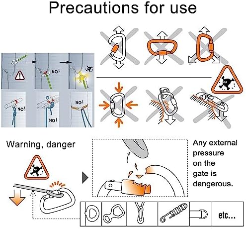 Climbing Carabiner Clips 25kN Auto Locking Carabiner, Professional Heavy Duty Large Locking Carabiner Clips for Rock/Ice Climbing Rappelling Rescue Swing etc, D Shaped, Large Size - Image 6