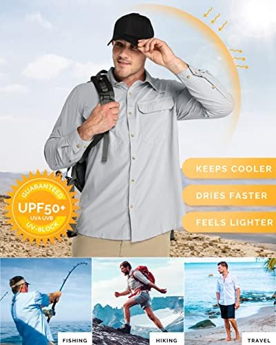 33,000ft Men's Long Sleeve Sun Protection Shirt UPF 50+ UV Quick Dry Cooling Fishing Shirts for Travel Safari Camping Hiking - Image 4
