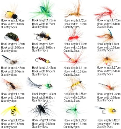 Fly Fishing Lures 100Pcs Fly Fishing Flies Kit with Box Dry Wet Nymphs Streamers Artificial Casting Lures for Bass Trout Salmon - Image 6