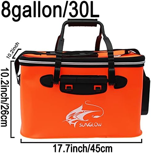 Grneric Fishing Bucket, 6Gallon/8Gallon/10Gallon Foldable Fish Bucket,Live Fish Container Multi-Functional Live Fish Bait Bucket,Outdoor Camping EVA Fishing Bag and Fish Protection Bucket - Image 2