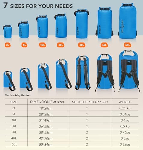 Unigear Floating Waterproof Dry Bag for Kayaking, 2L/5L/10L/20L/30L/40L - Image 3