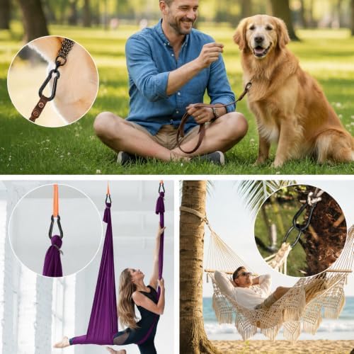 sprookber Stainless Steel Carabiner Spring Snap Hook - 304 Stainless Steel Heavy Duty Clips, Set of 4 - Image 6