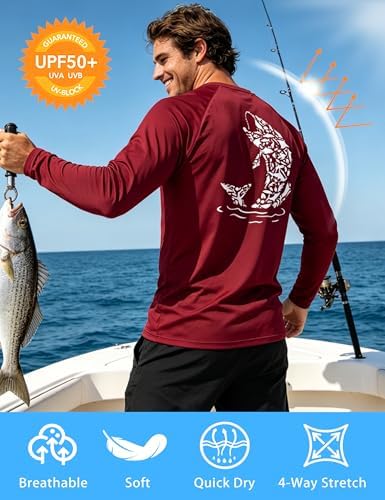 Men's Fishing Shirt Long Sleeve, UPF50+ UV Protection Sun Shirts, Quick Dry Graphic T Shirt for Running Hiking - Image 4