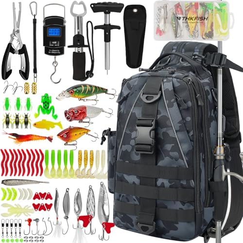 THKFISH Fishing Backpack with Tackle Boxes,Fishing Sling Bag with Gear by THKFISH