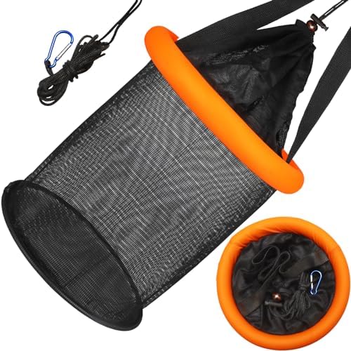 Dovesun Floating Fishing Basket, Collapsible Fishing Net Portable Nylon-mesh | Coated Nylon Net Bait Storage Cage for Keeping Crayfish Minnows Leaches and Other Live Baits by Dovesun