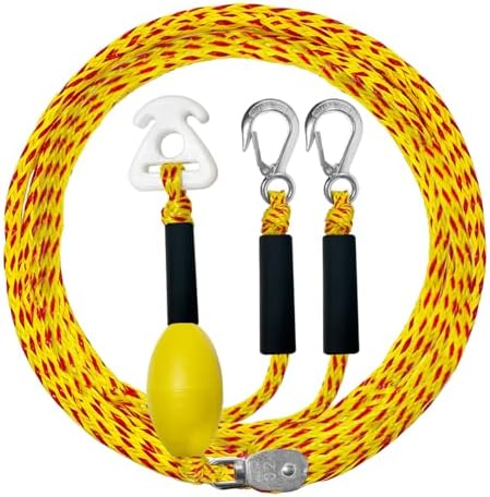 Heavy Duty Boat Tow Harness, Floating Ski Tow Boat Harness with Stainless Steel Hooks, Pulley and Float, Self Centering Tube Rope Tow Harness for Tubing, Water Skiing, Wakeboarding by XUANNIAO