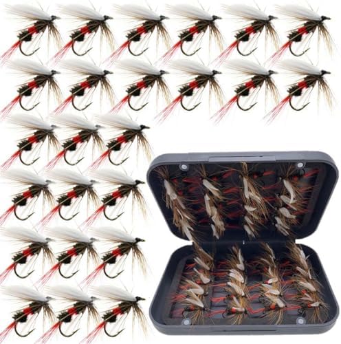 24Pcs Fly Fishing Flies Trout Lures Fishing Tackle Fly Fishing Flies with Boxed Trout Bass Artificial Fish Bait by Qievcrme