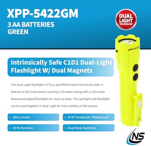 Nightstick XPP-5422GM Intrinsically Safe Dual-Light Flashlight w/Magnets-3 AA (not Included) -Green-UL913, Multicolor - Image 2