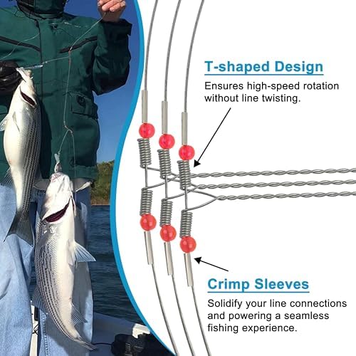 Fishing Leaders Saltwater Tackle Surf Fishing Rigs Bottom Hi-Low Rig High Strength Wire Leader Line with Swivel Snaps Beads Gear Equipment for Lures Bait Hooks - Image 4