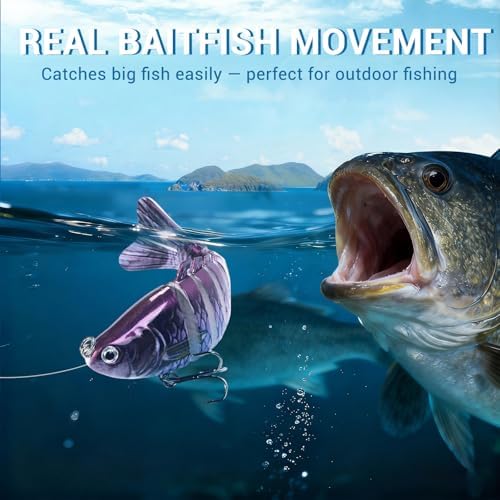 Keenjorika Easy Catch Fishing Lures, 3 Pack Multi-Jointed Swimbaits, Slow-Sinking Bass Fishing Lures, Wiggling, Vibrating & Rattling for More Bites, Hard Baits with Treble Hooks for Bass, Trout, Pike - Image 5
