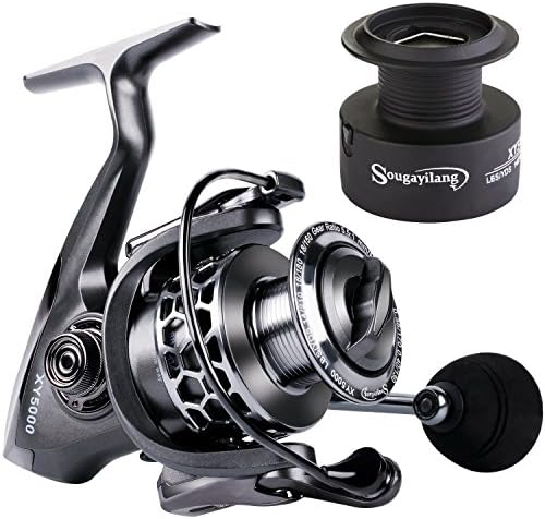 Sougayilang Fishing Reel 13+1BB Light Weight Ultra Smooth Aluminum Spinning Fishing Reel with Free Spare Graphite Spool by Sougayilang