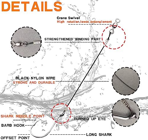 Circle Hooks Rigs,Steel Catfish Hook Rig,Octopus Fishing Hook with Leader,Fishing Circle Hook Wire for Saltwater Freshwater - Image 3
