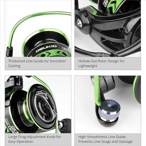 Spinning Fishing Reel – Metal Spool, Long Cast Deep Spool Reel, Smooth Drag System, Metal + Nylon Body Lure Reel for Bass Trout Carp, Freshwater & Saltwater Spinning Reel - Image 5
