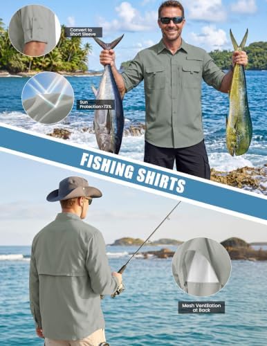 WULFUL Men's Sun Protection Fishing Shirts UPF 50+ Lightweight Quick Dry Cooling Long Sleeve Shirts for Work Hiking Safari - Image 3