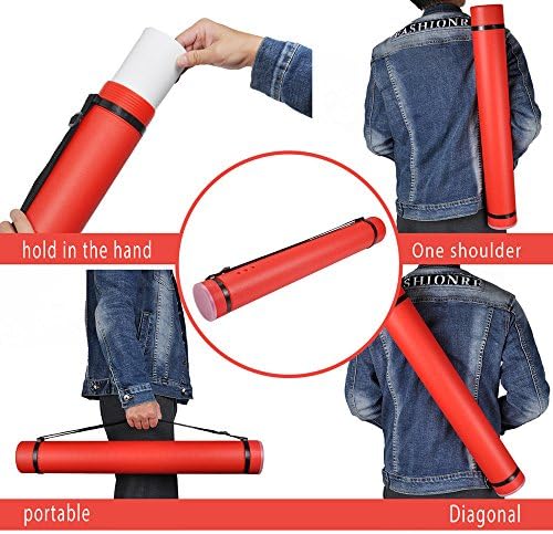 DEWEL Document Tube,Plastic Expanding Poster/Art/Document Storage Tube 24.5 to 40 inches Adjustable with Carrying Strap Waterproof and Light-Resistance Telescoping Carrying Case (Red-Large Size) - Image 6