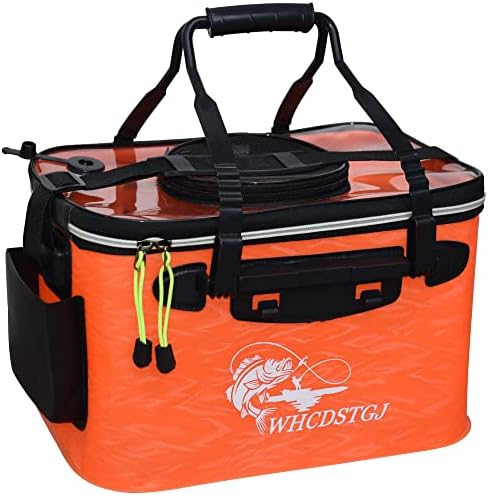 Transparent Top Cover Fishing Bucket, Foldable Fish Bait Bucket, Multifunctional Minnow Bucket, Live Fish Container, Fish Protection Bucket, Outdoor Camping Fishing Bag. by WHCDSTGJ