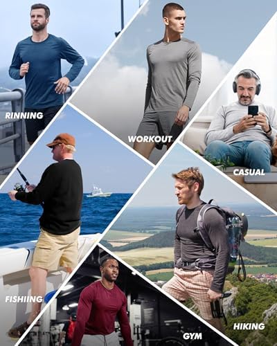 7 Pack Long Sleeve Shirts for Men Quick Dry UV Sun Protection Gym T-Shirts - Image 2