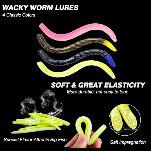 Goture Wacky Worm Fishing Lures Kit, Bass Fishing Wacky Rig Tool Kit - Image 2