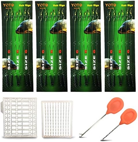 YOTO 24PCS-Carp-Fishing-Hair-Rigs,Carp Fishing Gear with Wide Gape Hook,Zig Rigs Carp Fishing Kit with Carp Accessories by YOTO