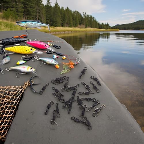 25pcs/Set Swivels Q Shaped Fishing Swivels Carp Rigs Accessory for Outdoor Fishing Matte Black - Image 5