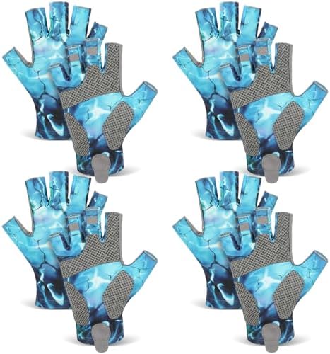 4 Pairs Fingerless Gloves Fishing Gloves, UPF 50+ Breathable, Quick-Drying Sun Protection for Men & Women Anti-Slip for Fishing, Cycling by Funnysoft