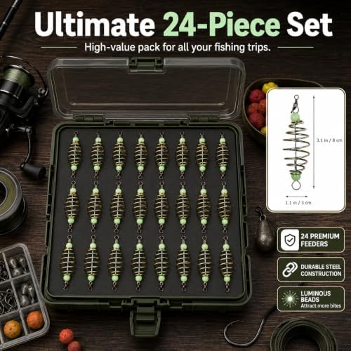 Hemoton 24Pcs Carp Fishing Bait Holder, Spring Method Feeder Cage - Image 5