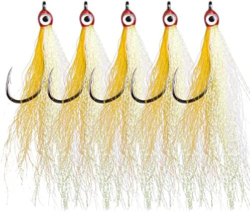 Clouser Minnow Fishing Flies Streamer Fly Fishing Lure Saltwater Striped Bass Flies Fishing Bucktail Teaser Hook Lures for Flounder Saltwater Freshwater Fishing by SILANON