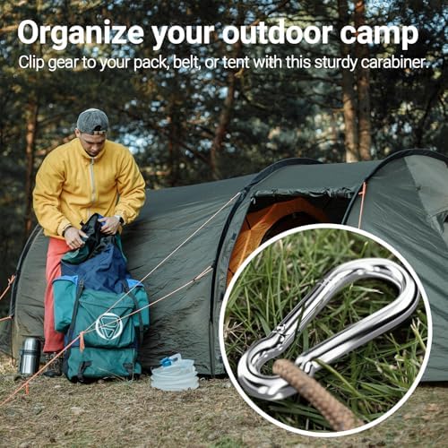 sprookber Stainless Steel Carabiner Spring Snap Hook - 304 Stainless Steel Heavy Duty Clips, Set of 4 - Image 5