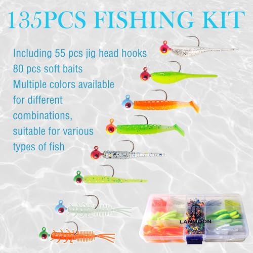 135 PCS Crappie Lures Kit - Crappie Jig Heads Fishing Hooks for Soft Plastic Lures for Trout Bass Walleye Bluegill Perch Catfish - Image 4