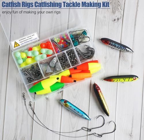 Catfish Rig Catfishing Tackle Making Kit Santee Cooper Rig with Catfish Floats Rattling Line Float Lures Peg Float Bobbers Catfish Hooks Swivels Catfish Sinker Weights Fishing Rattle Bells - Image 6