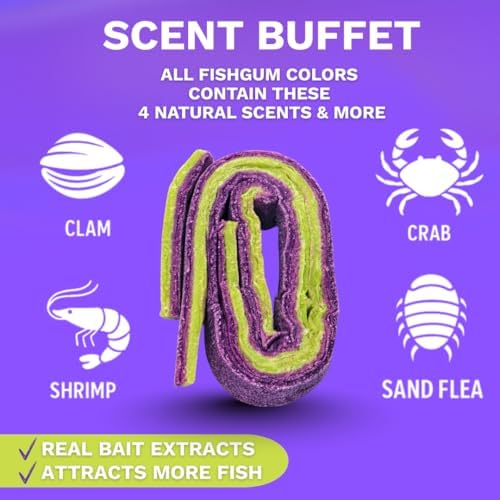 FishGum Surf Fishing Bait Strips for Saltwater Beach Fishing – Real Shrimp, Crab, Clam & Sand Flea Infused Scent – Artificial Cut Bait for Pompano, Redfish & Flounder - Image 3