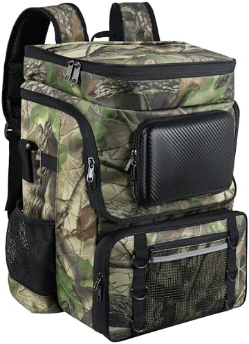 Fishing Backpack with Rod Holder X-Large 60L Tackle Gears Bag with Cooler for Storage Tackle Box and Fishing Accessories Stuff, Fish Gifts for Men Woman-Yellow Camo by Skaitufollowus
