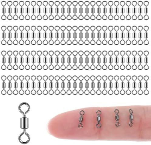 InnoHHustle 100 PCS Micro Swivels for Fly Fishing, Stainless Steel Swivels Fishing Tackle Small Rolling Barrel Swivel High Strength Hook Line Connector Fly Fish Tackle Swivel with Black Coating by Unknown