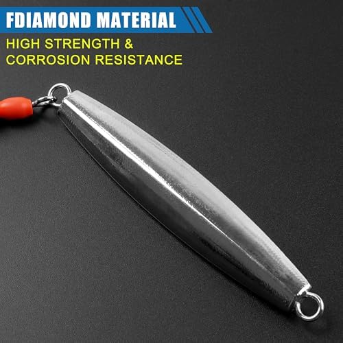 Diamond Jig Saltwater Fishing Lures Casting Jigging Spoon with Tube Tail Stainless Steel Hooks Trolling Lures Striped Bass Metal Jig for Deep Sea Surf Fishing Bottom Dragging Sinking - Image 4
