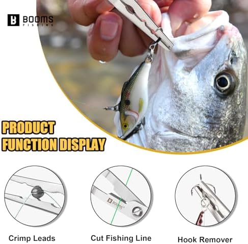 Booms Fishing Hook Remover Pliers, Long Nose, Braid Cutter, Lanyard, Yellow - Image 3